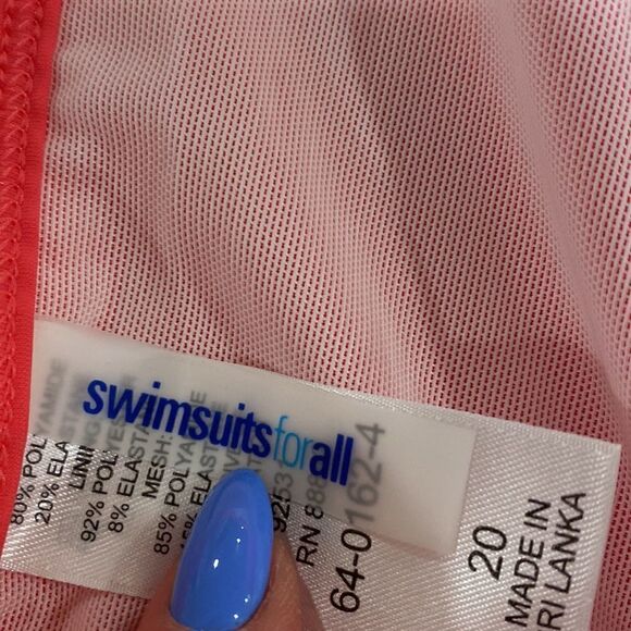 Swimsuits For All pink crochet detailing tankini size 20 - Picture 4 of 8